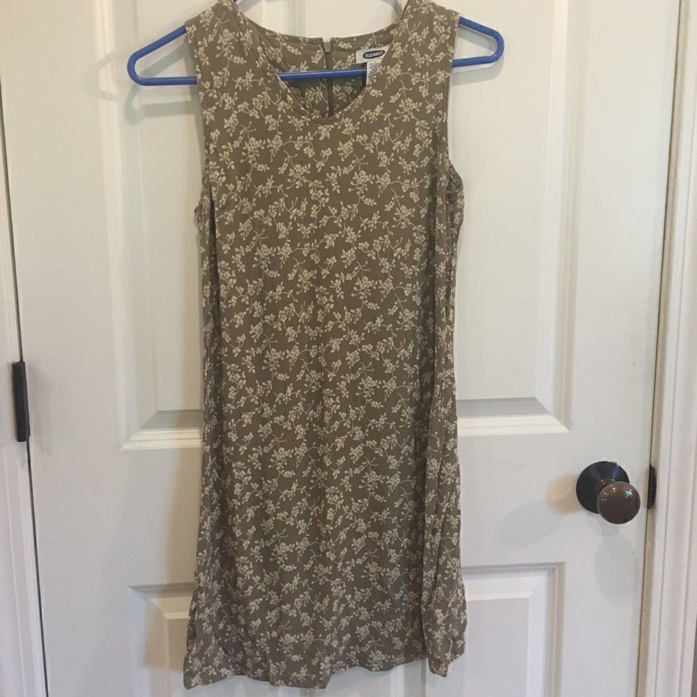 Vintage Old Navy Size 1 sleeveless Floral Tan dress